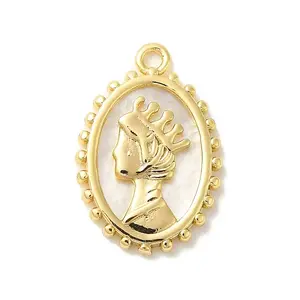 Brass Pave Shell Pendants