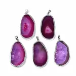 Edge Platinum Plated Natural Agate Slices Big Pendants