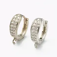 Brass Micro Pave Clear Cubic Zirconia Stud Earring Findings
