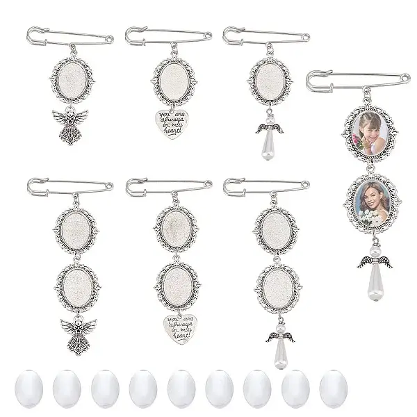 DIY Blank Oval Tibetan Charms Brooches Making Kit