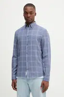 Bavlněná košile Tommy Jeans pánská, modrá barva, regular, DM0DM21701
