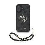 Zadní kryt Guess PU 4G Metal Logo Strap pro Apple iPhone 16 Pro, černá