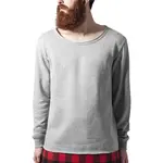 Dlhý flanell spodný otvorený okraj Crewneck šedá/bloková/červená