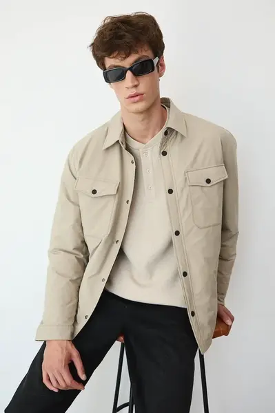 Košilová bunda Medicine pánská, béžová barva