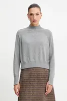 Kašmírový svetr Twinset dámský, šedá barva, s pologolfem, 252TT3531