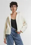 Women's short jacket with hood Sherpa cream
