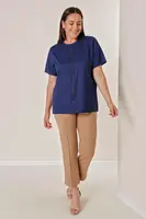 Saygı Vertikálny Kameň Tlačený Predný Krátky Rukáv Plus Veľkosť Blúzka