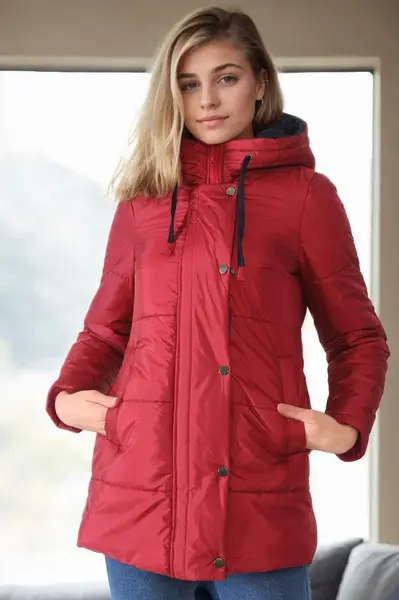 Z6660 DEWBERRY WOMEN'S COAT-BURGUNDY-1