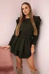 Dress with khaki vertical ruffles