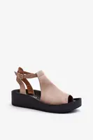 Zazoo 2914 Dámske sandále zo zamszu béžové