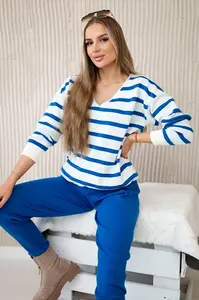 Set of Sweaters Striped Sweatshirt + Trousers Cornflower Blue