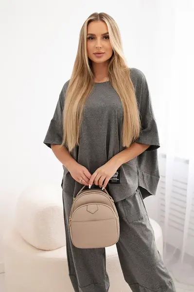 Włoski Bavlnená súprava blúzka + nohavice Grafit