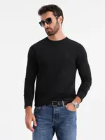 Ombre Men's SLIM FIT longsleeve with elastane and print - black