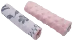 Medi Partners Stroller belt protectors (2 pcs.) cotton + minky – Berry + pink Minky