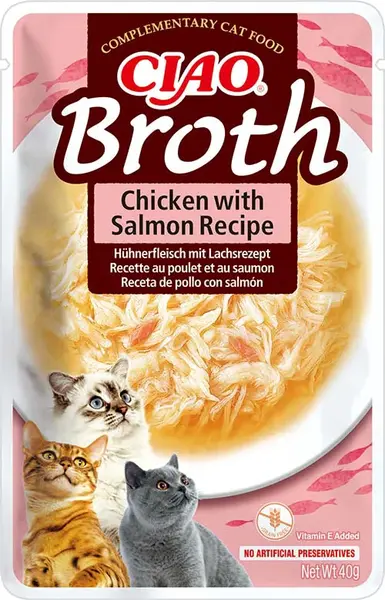 Inaba Cat Ciao Broth mokré krmivo pro kočky - kuře, losos 40 g