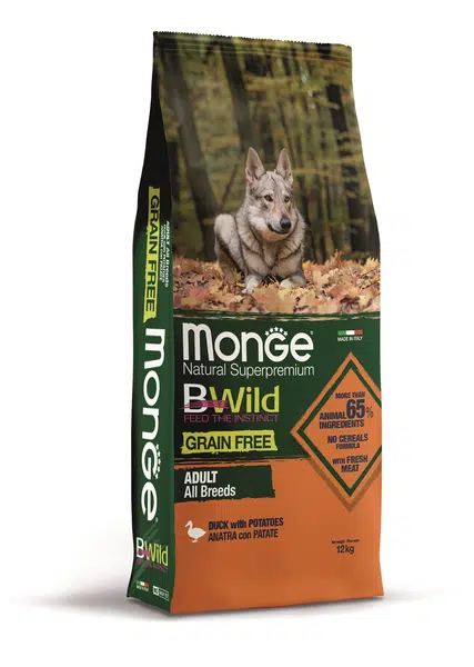 Monge BWild Grain Free Adult All Breed suché krmivo pro psy - kachna s bramborem 2,5 kg
