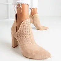 Resti Light brown women's ankle boots on a higher post with a Fimoli cut - Footwear