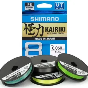 Shimano splétaná šňůra kairiki 8 zelená 150 m-průměr 0,23 mm / nosnost 22,5 kg