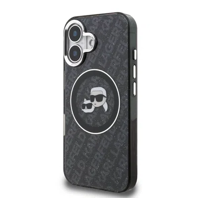 Zadní kryt Karl Lagerfeld IML K&CH Heads Repeated Logo MagSafe pro Apple iPhone 16, černá