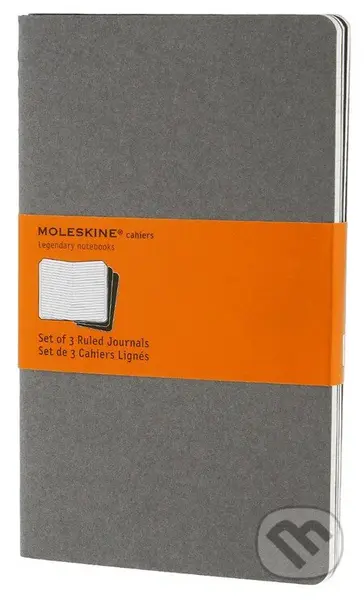 Moleskine – sada 3 stredných linajkových zápisníkov Cahiers – svetlosivá