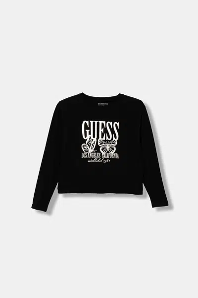 Dětské tričko s dlouhým rukávem Guess černá barva, J5YI32 K6YW4