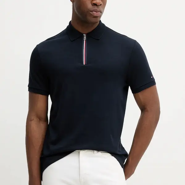 Bavlněné polo tričko Tommy Hilfiger pánské, tmavomodrá barva, MW0MW39552