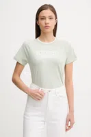 Bavlněné tričko Tommy Jeans dámské, zelená barva, DW0DW21388