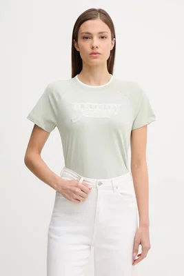 Bavlněné tričko Tommy Jeans dámské, zelená barva, DW0DW21388