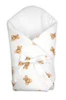 Baby Nellys Zavinovačka na zavazování, bavlna - Míša, bílá s potiskem