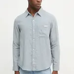 Bavlněná košile Calvin Klein Jeans pánská, modrá barva, regular, s klasickým límcem, LV04RC706G