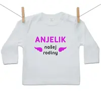 Boodyy Tričko s dlhým rukávom Anjelik našej rodiny Ružová 74 (6-9 mesiacov)