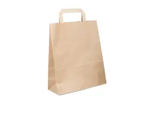 250 ks - Taška papírová hnědá 260x140x320, plochá držadla