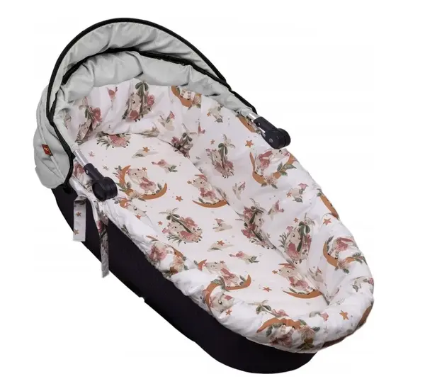 Bavlnená vložka do kočíkov/koše s penovým matracom,Bunny Star, biela