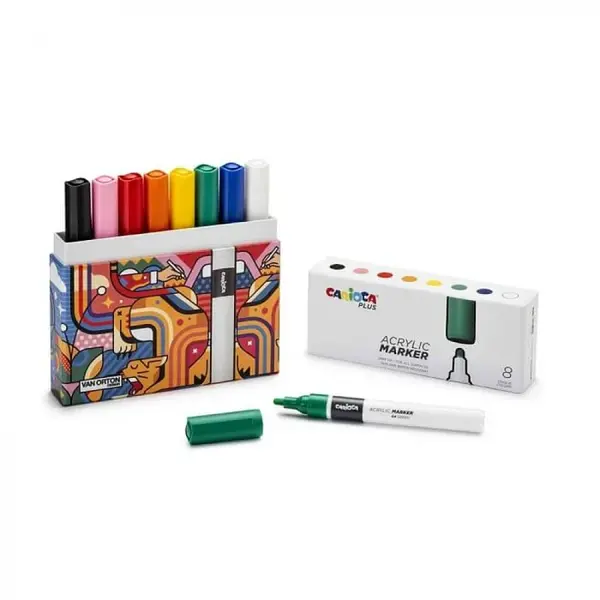 Akrylový popisovač odolný voči slnku a vode I Ø 2mm hrot, Pevné balenie 8ks Carioca Plus -CARIOCA