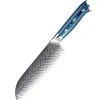 Damaškový kuchynský nôž Tukami-Santoku/Modrá H37504