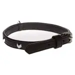 COBBYS PET Obojok z pravej kože čierny so striebornými dekoráciami podšitý originálnou kožou 20mm/60cm