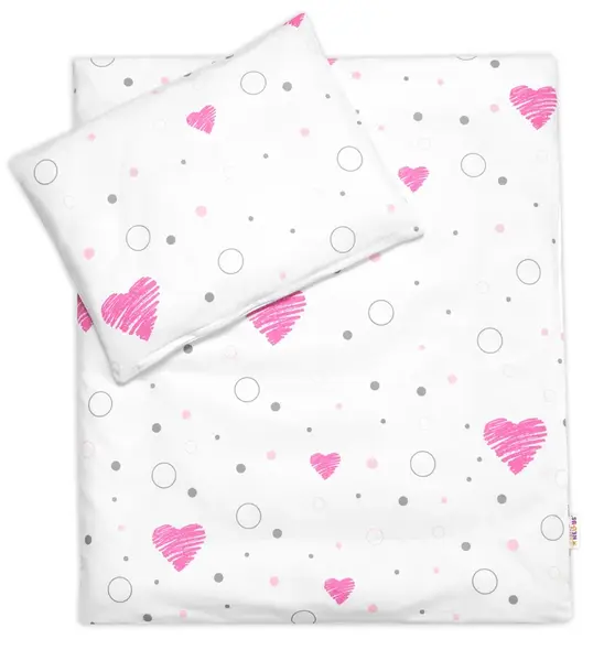 Súprava do kočíkov s výplňou, I love Girl Baby Nellys, ružová/biela