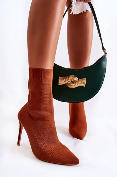 WS1 Dámske vysoké topánky s ponožkou na Pin Camel Luisell