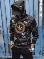 Černá pánská mikina s kapucí a potiskem Dstreet