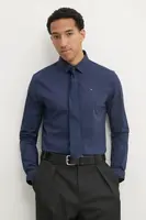 Košile Tommy Jeans pánská, tmavomodrá barva, slim, s klasickým límcem, DM0DM04405
