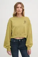 Bavlněná mikina Calvin Klein Jeans dámská, zelená barva, s potiskem, J20J224743