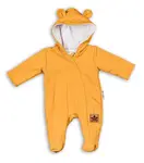 Baby Nellys Kojenecký teplákový overal s kapucí Teddy - hořčicový, vel. 86