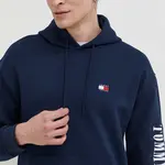Mikina Tommy Jeans pánská, tmavomodrá barva, s kapucí, s aplikací, DM0DM18494