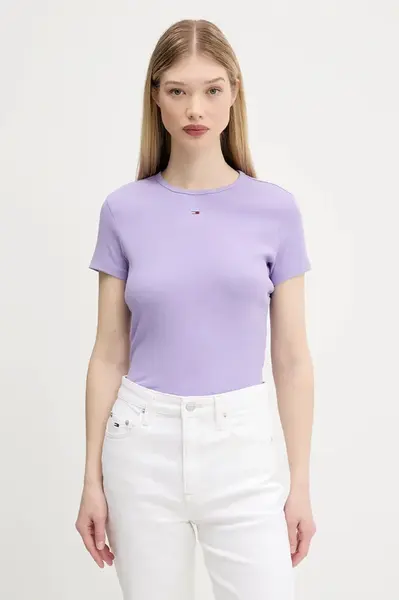 Tričko Tommy Jeans dámské, šedá barva, DW0DW17383