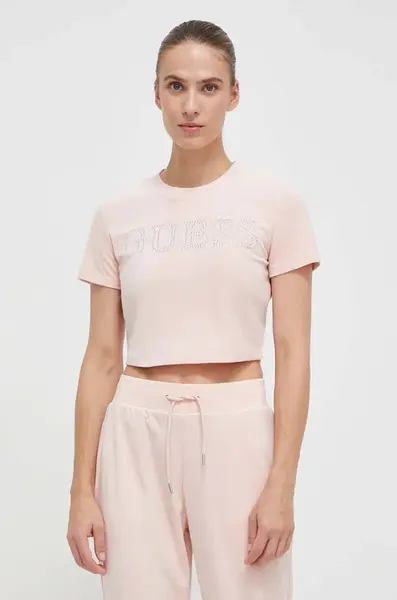 Velurové tričko Guess COUTURE