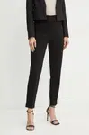 Kalhoty BOSS dámské, černá barva, jednoduché, high waist, 50490056