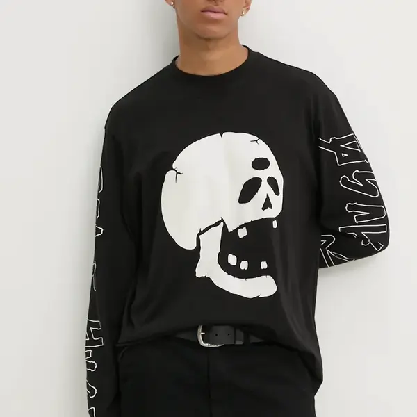 Bavlněné tričko s dlouhým rukávem HUGO