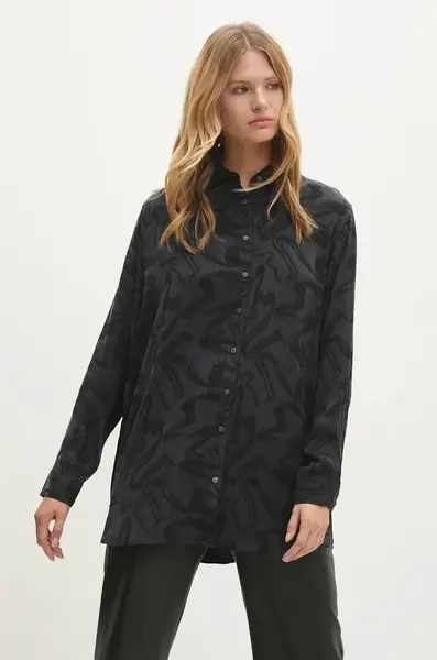 Košile Answear.LAB dámská, černá barva, relaxed, s klasickým límcem