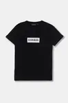 Dětské bavlněné tričko Napapijri S-CHAMOIS SS černá barva, s potiskem, NP0A4HYL0411