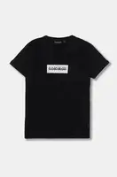 Dětské bavlněné tričko Napapijri S-CHAMOIS SS černá barva, s potiskem, NP0A4HYL0411
